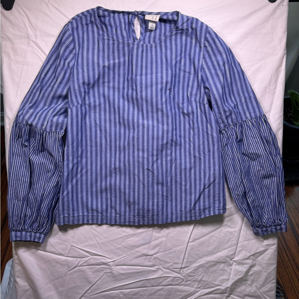 AND Blue and White Striped Top